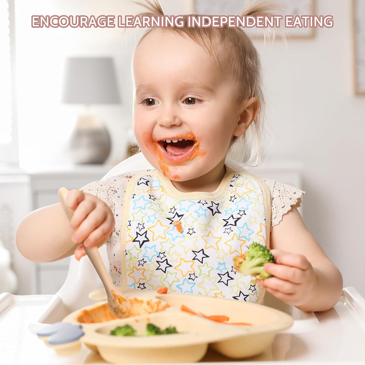 Silicone Baby Feeding Spoons, Training Spoon Self-feeding, First Stage Infant Soft-Tip Easy on