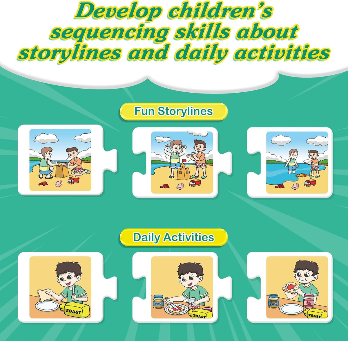 Sequencing Puzzle Cards,Sequence Board Game for Kids,Speech Therapy Materials for