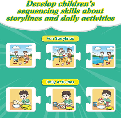 Sequencing Puzzle Cards,Sequence Board Game for Kids,Speech Therapy Materials for