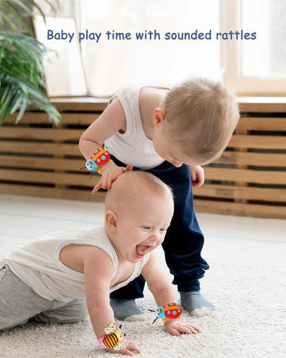 Wrist Rattles Foot Finder Rattle Toy for 3-6 Months Baby, Feet Leg Ankle Socks Arm Hand Bracelet