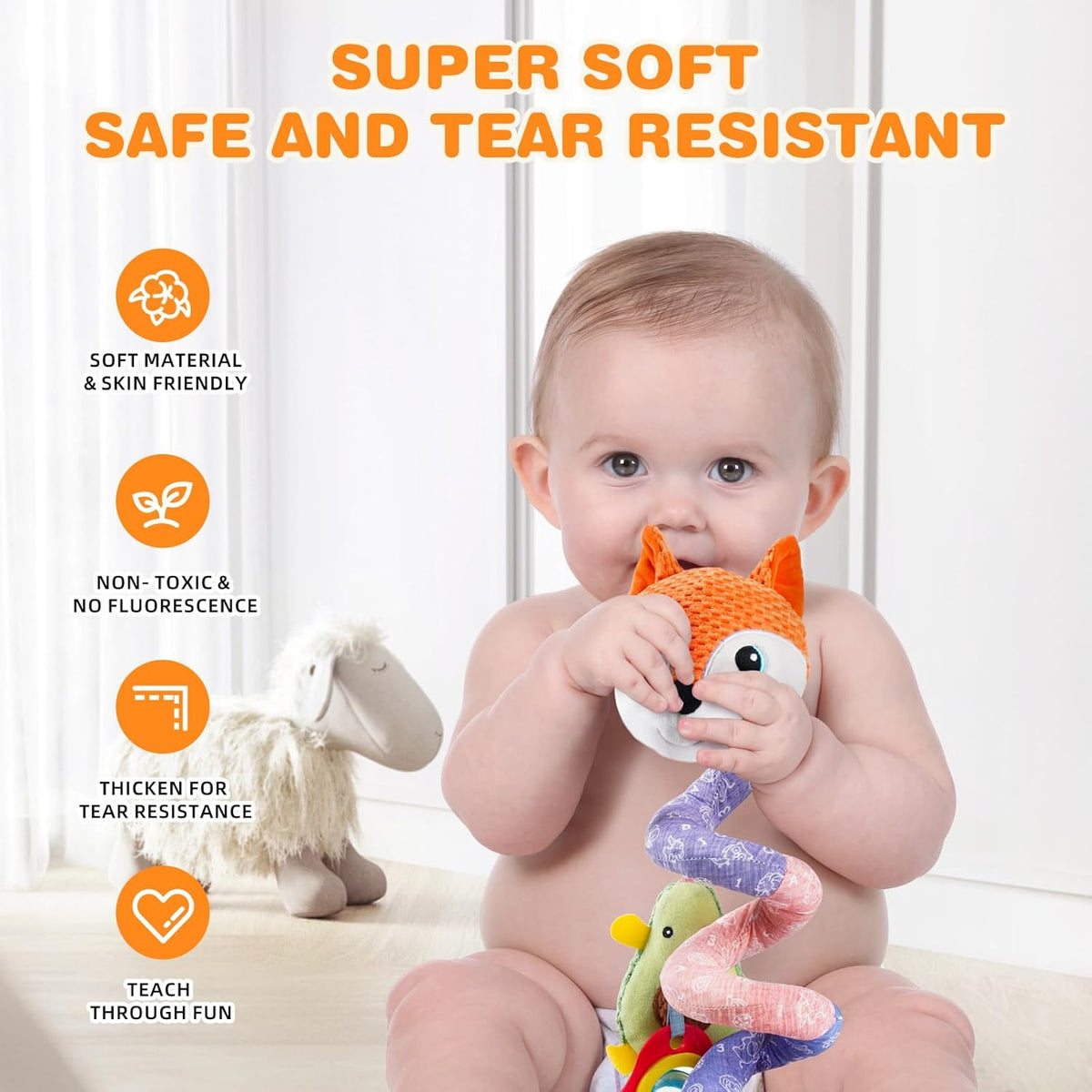 Jollybaby Baby Car Seat Stroller Toys, Plush Activity Hanging Spiral Activity Pram Crib with Music