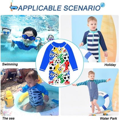 Funnycokid Baby Swimsuit Boy Toddler Bathing Suit Rash Guard UPF 50+ Swimwear 6 Months-4T
