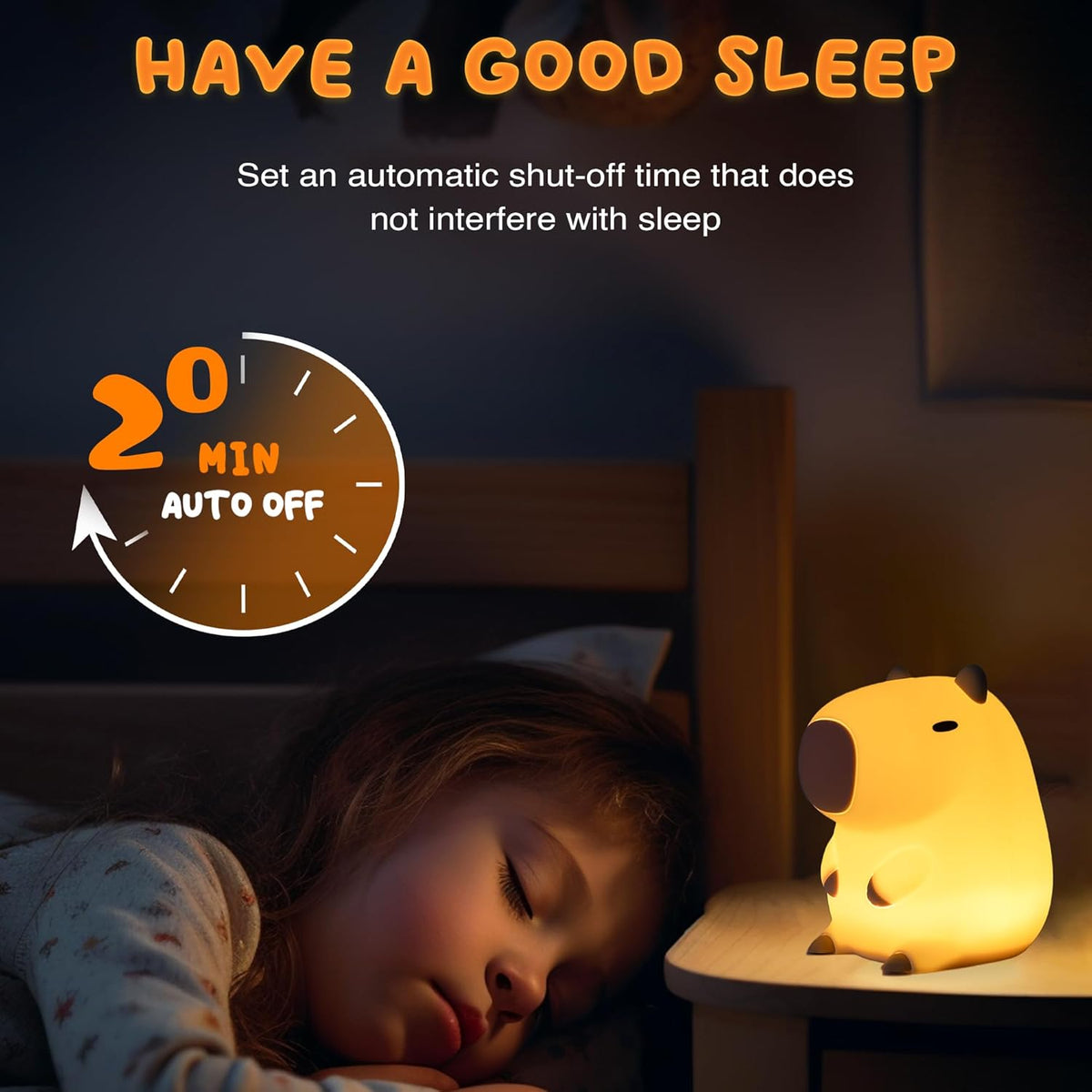 UNEEDE Capybara Night Light, Cute Animal Silicone Nursery Night Light Rechargeable Table Lamp