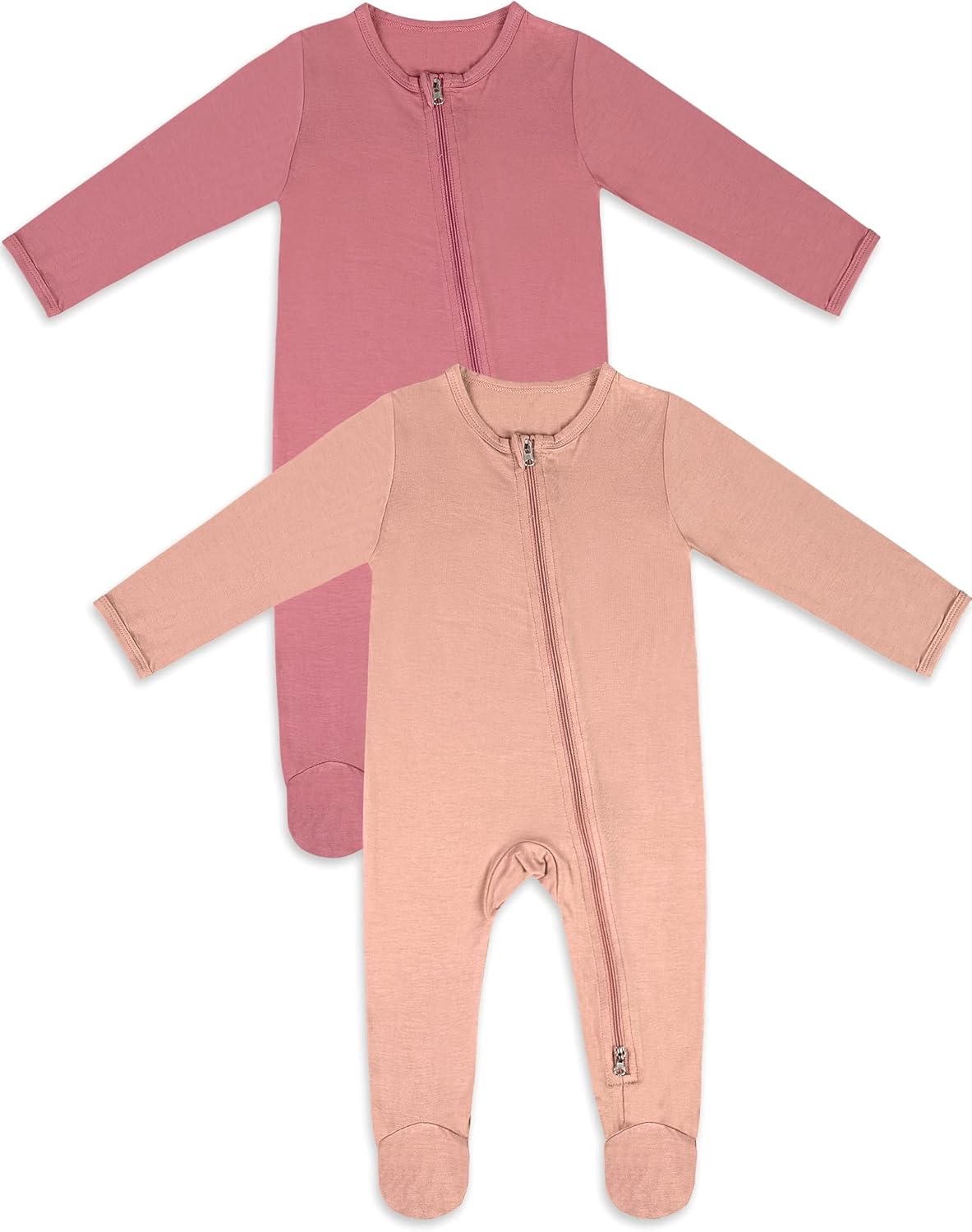 Jimonda Bamboo Baby Pajamas,Unisex Boys Girls One-Piece Footies,Long Sleeve Sleepers 2-Way Zip
