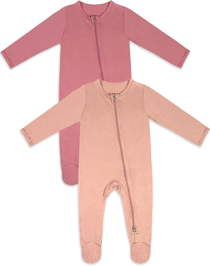 Jimonda Bamboo Baby Pajamas,Unisex Boys Girls One-Piece Footies,Long Sleeve Sleepers 2-Way Zip