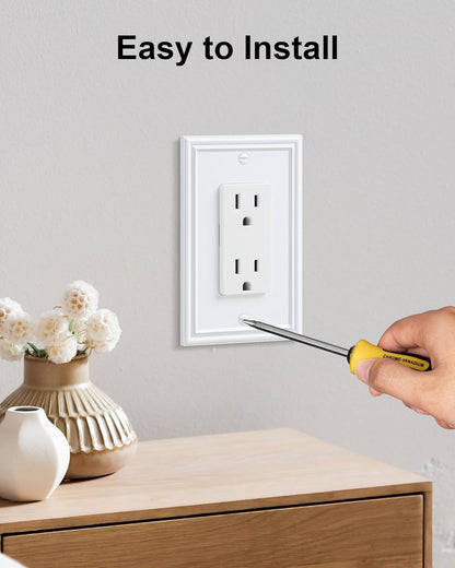 4-Pack Decorator Outlet Cover Plate, Pure White Decorative Switch Plates and Outlet Covers, Durable