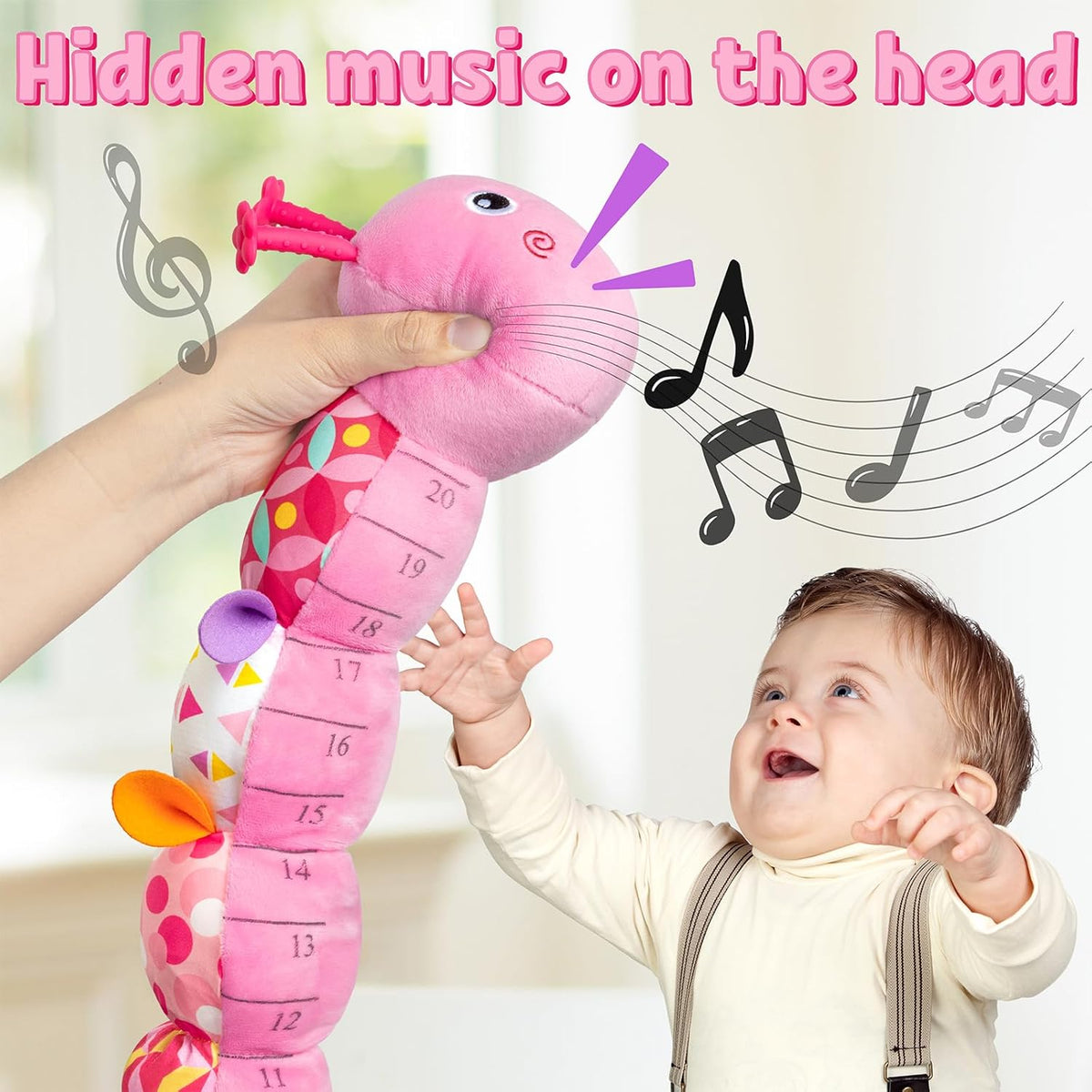 LIGHTDESIRE Baby Toys Musical Caterpillar,Infant Stuffed Animal Toy with Crinkle and Rattles,Soft