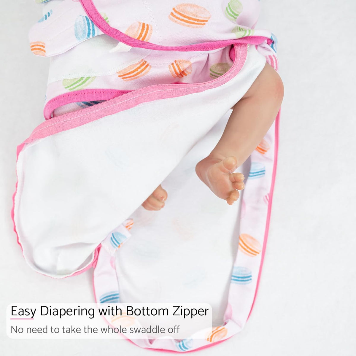 LollyBanks Baby Swaddles 100% Organic Cotton, 0-3 Months Baby Girl Swaddles with Easy Change