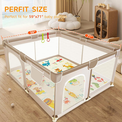 Baby Play Mat - Thicken 71x59 Inch Soft Foam Crawling Mat for Playpen & Floor, Non-Slip Waterproof