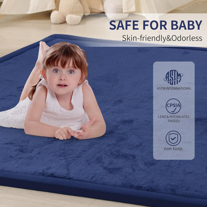 ACOMOPACK Baby Play Mat for Floor 1.3" Thick Memory Foam Play Mat 71"×79" Tummy Time Crawling with