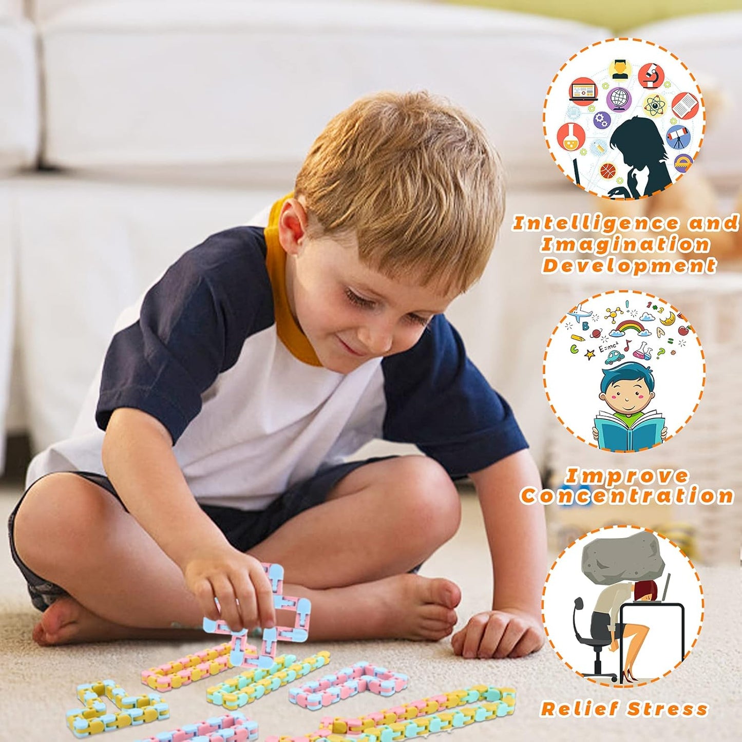 Woosir 6 Pack Wacky Tracks Fidget Toys Gifts for Kids Classroom Brithday Party Favors 24 Links