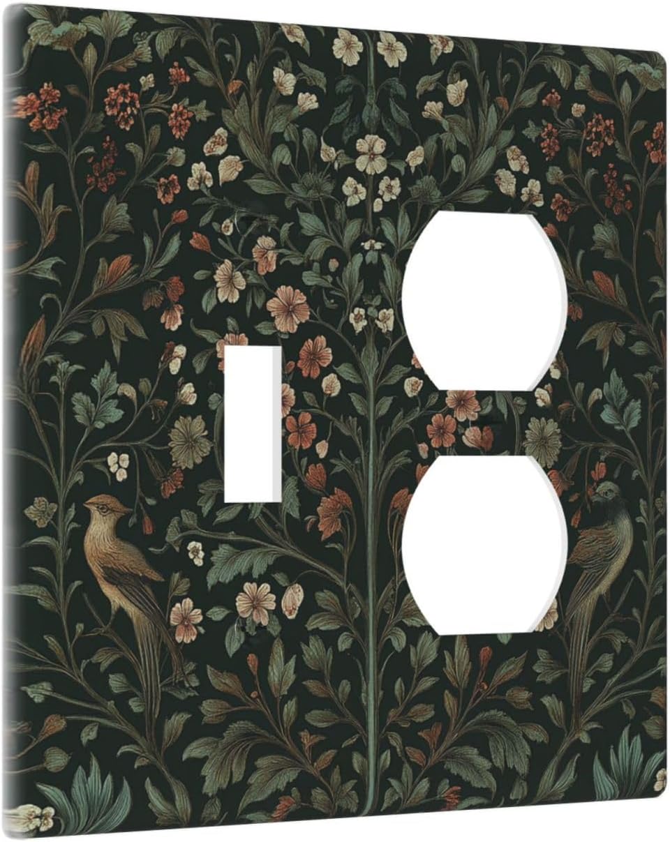 Wallplates Vintage Morris Colorful Flower Green Leaf 1 Toggle 1 Duplex Switch Plate Electrical Gfci