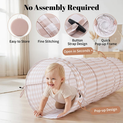 Suncuber Tunnel Toys for Toddlers: Pop Up Kids Play Tunnel with Carry Bag - Collapsible Peachskin
