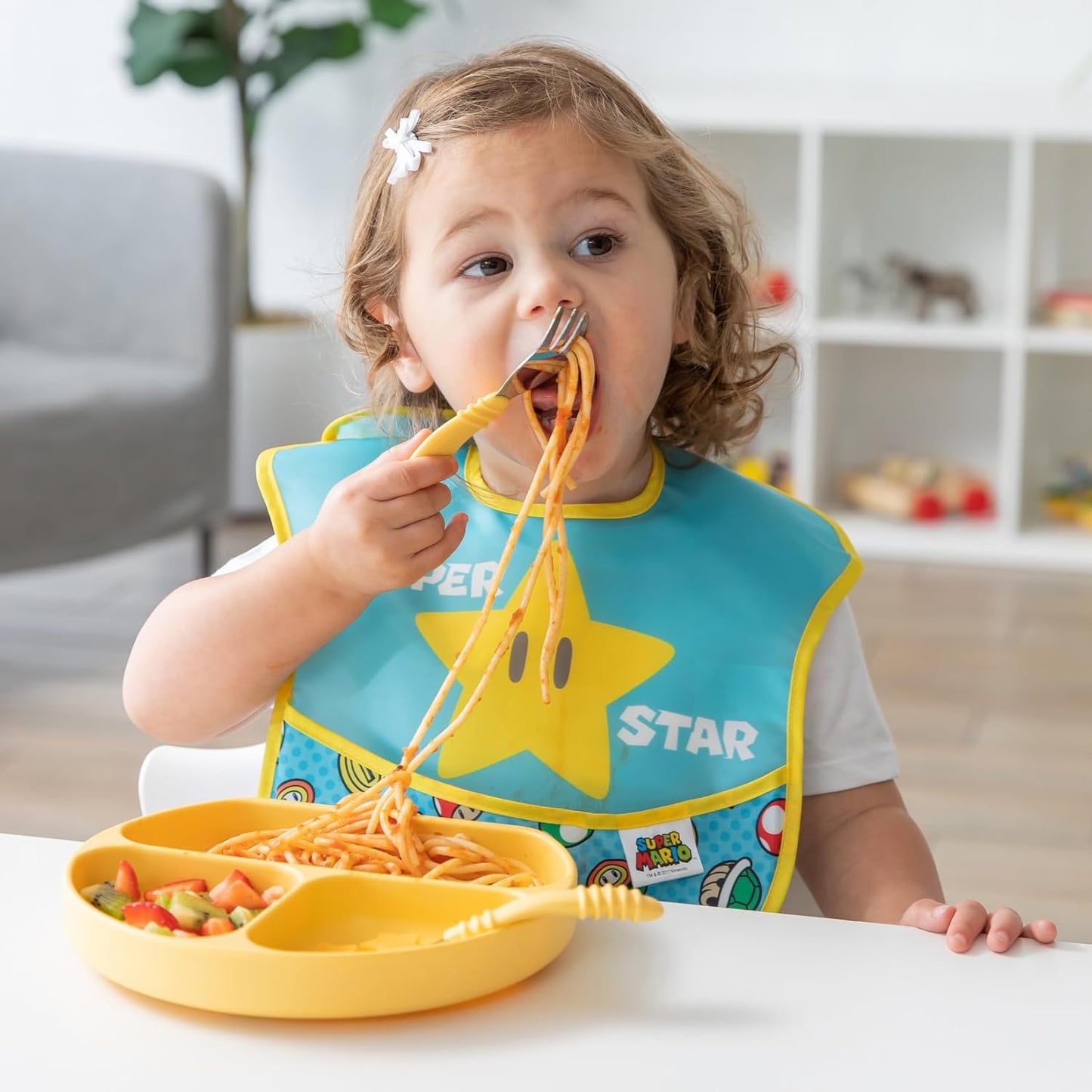 Bumkins Toddler Utensils, Kids Size Fork and Spoon Set, Silicone and Stainless-Steel Training