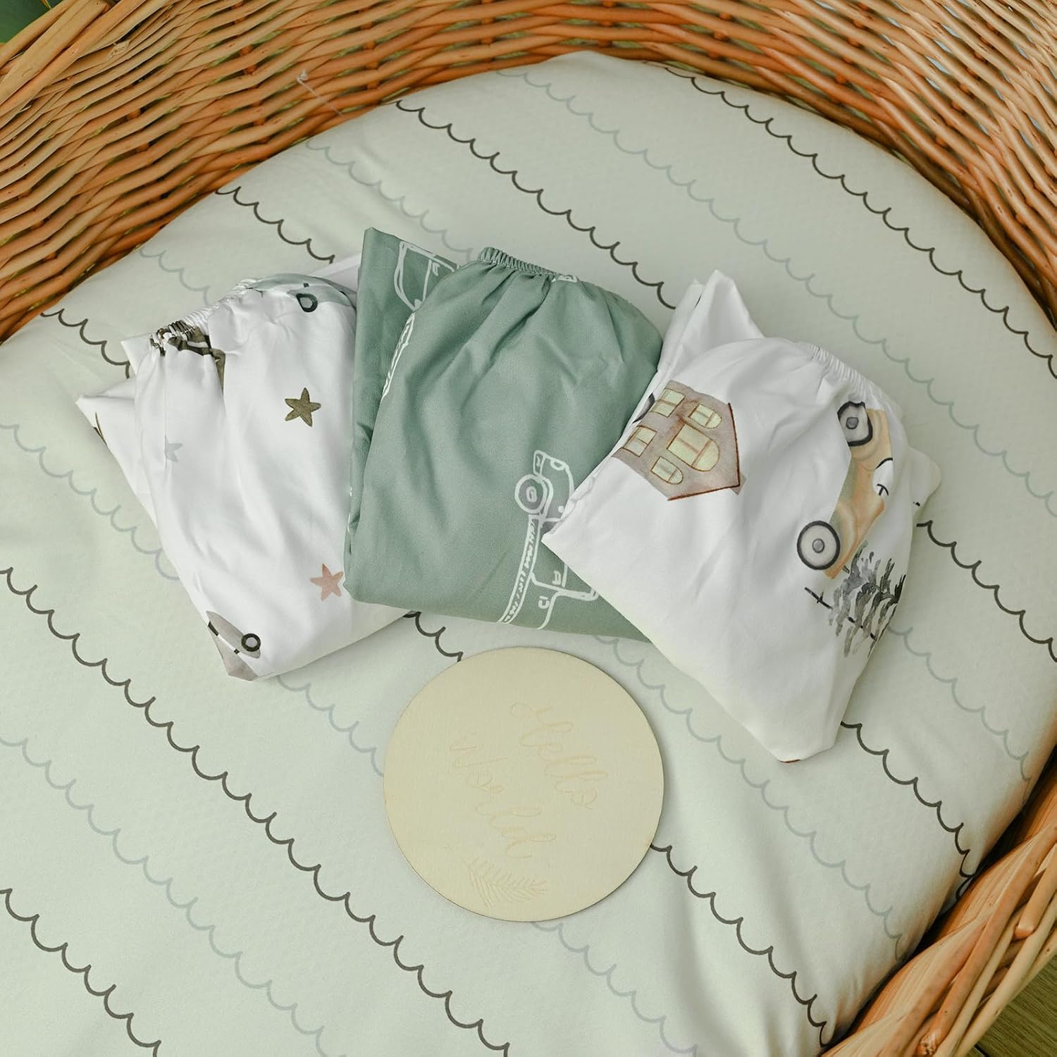 Gllquen Baby Bassinet Sheets 4 Pack, Breathable Cozy Fitted Mattress Sheet, Elastic Travel Crib