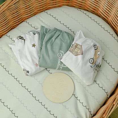 Gllquen Baby Bassinet Sheets 4 Pack, Breathable Cozy Fitted Mattress Sheet, Elastic Travel Crib