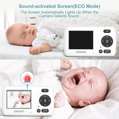 Video Baby Monitor with Camera and Audio, 2.4'' Portable Travel Baby Monitor No WiFi, Infrared