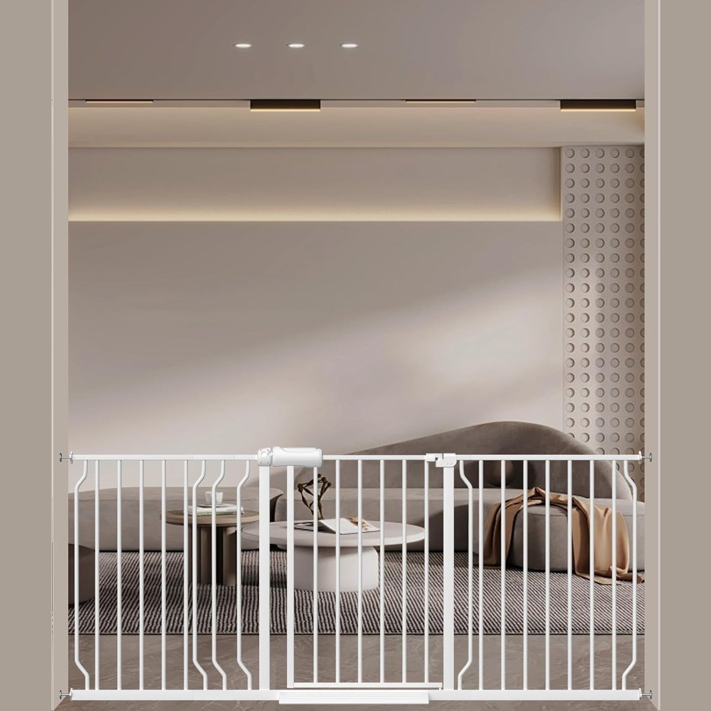 WAOWAO Baby Gate 62.20-71.26" Extra Wide Pressure Mounted Walk Through Swing Auto Close Safety