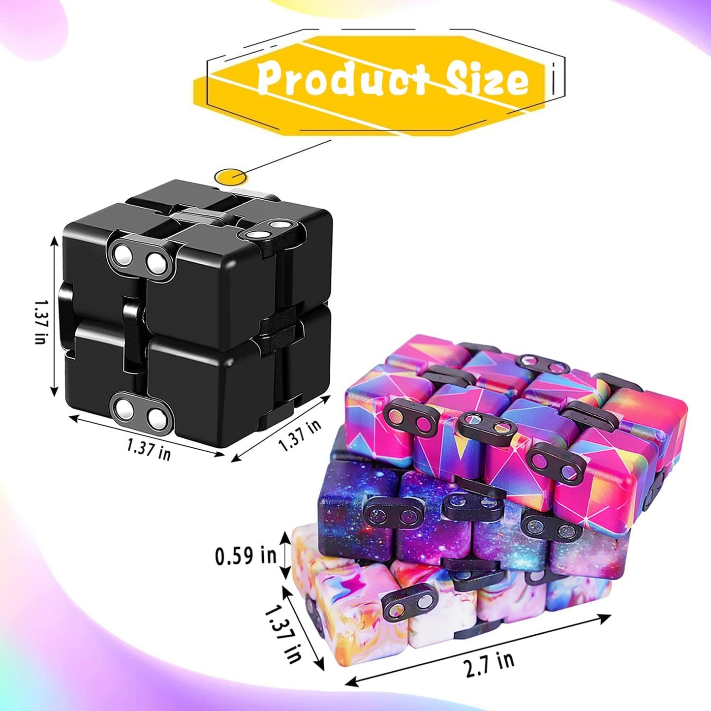 1 Packs Infinity Cube Toy Stress Relieving Fidgeting Game for Kids and Adults,Cute Mini Unique
