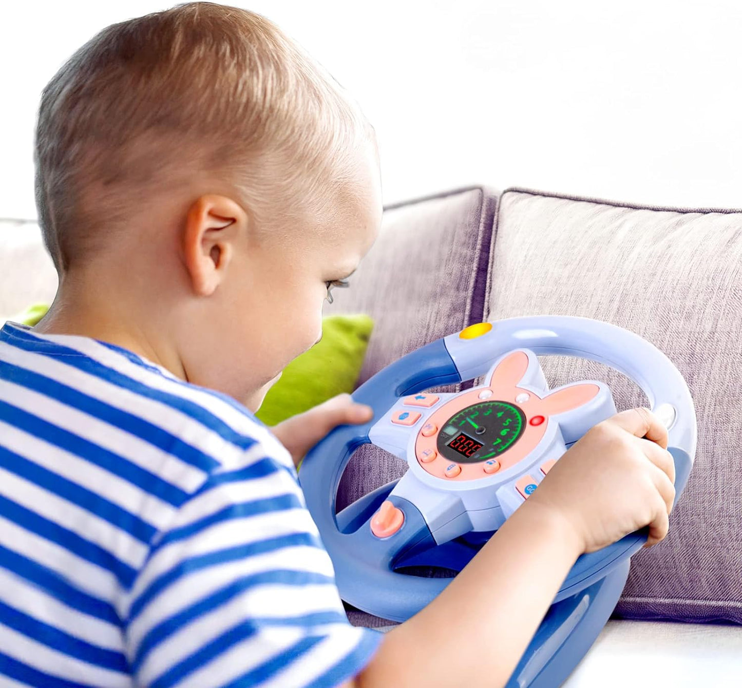 deAO Kids Steering Wheel for Backseat with Key Baby Toys Pretend Driving Simulated Steering Wheel