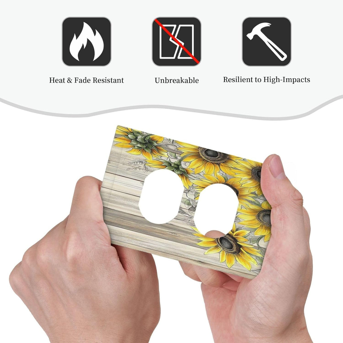 Outlet Covers Floral Sunflower Rustic Flower Vintage Wood 1 Gang Duplex Light Switch Cover