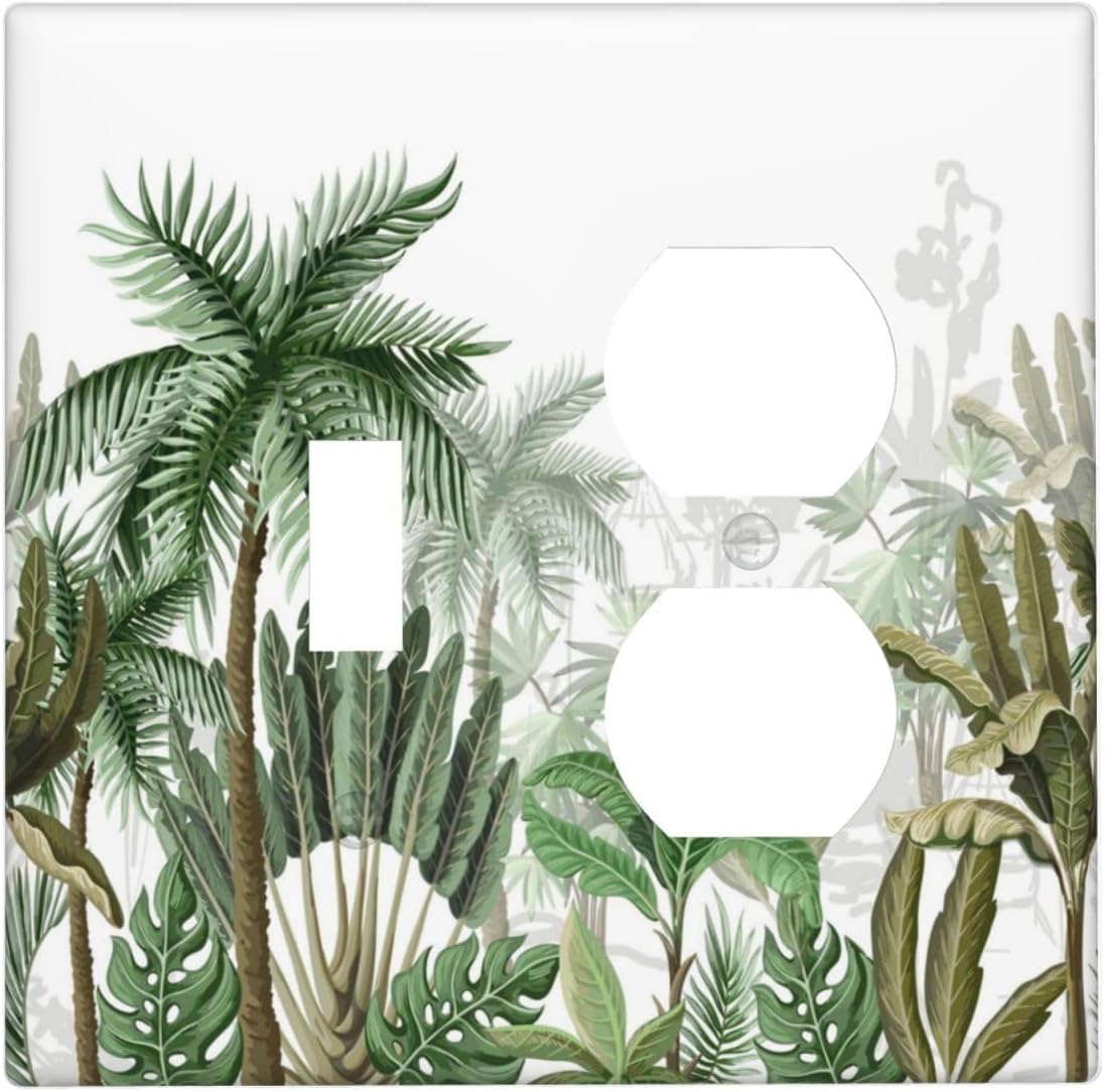 Palm Tree Banana Leaf Green Rainforest Natural Landscape Wallplates 1 Toggle 1 Duplex Switch Plate
