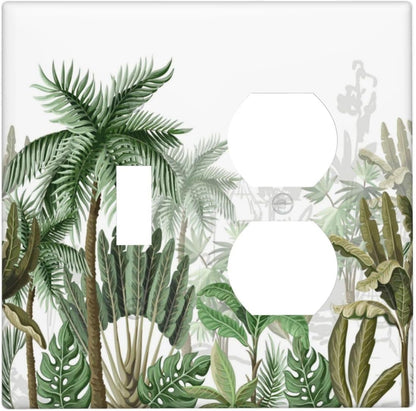 Palm Tree Banana Leaf Green Rainforest Natural Landscape Wallplates 1 Toggle 1 Duplex Switch Plate