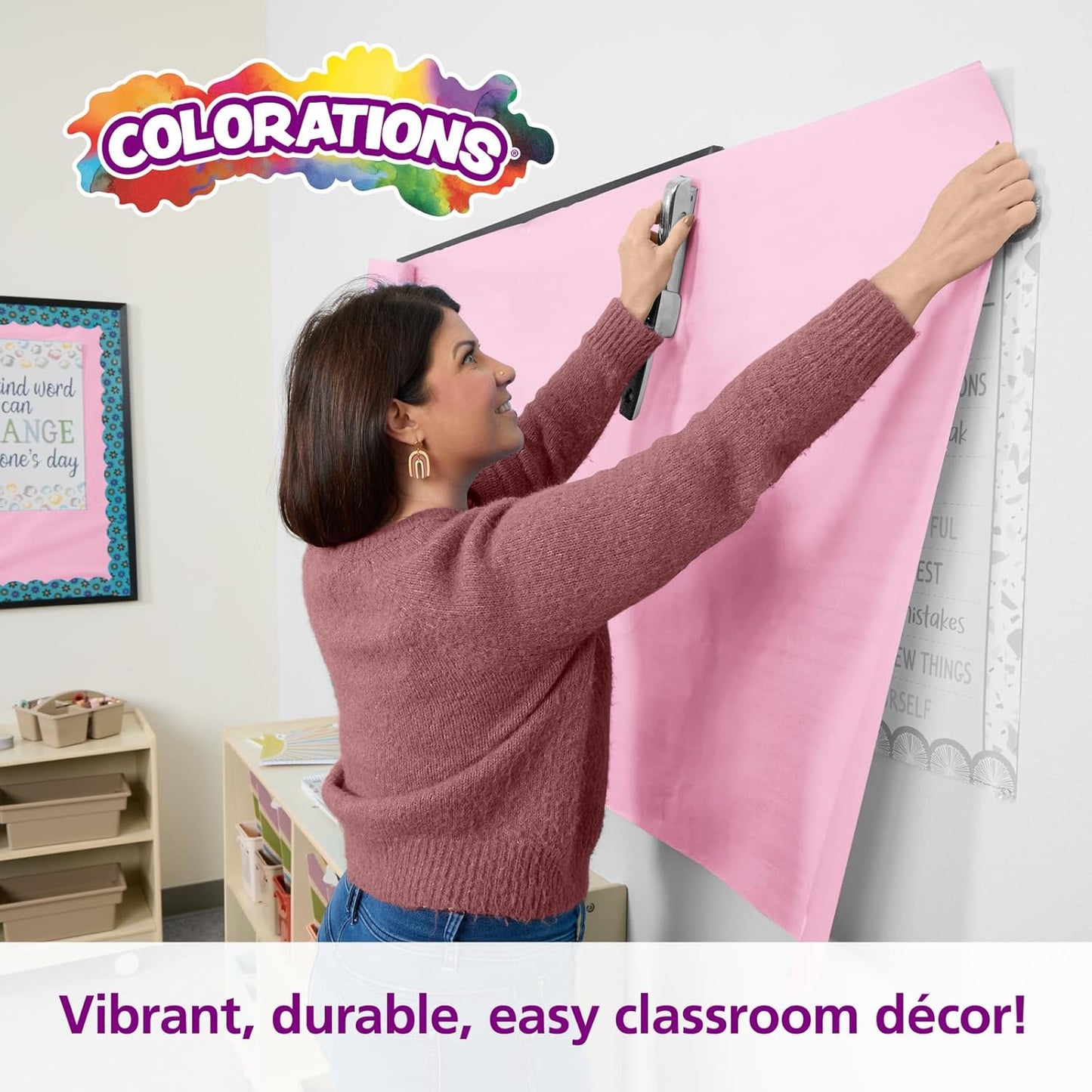 Colorations Arts and Crafts Paper Roll - 36" x 1000', Pink, Dual Surface, Markers, Finger Paints