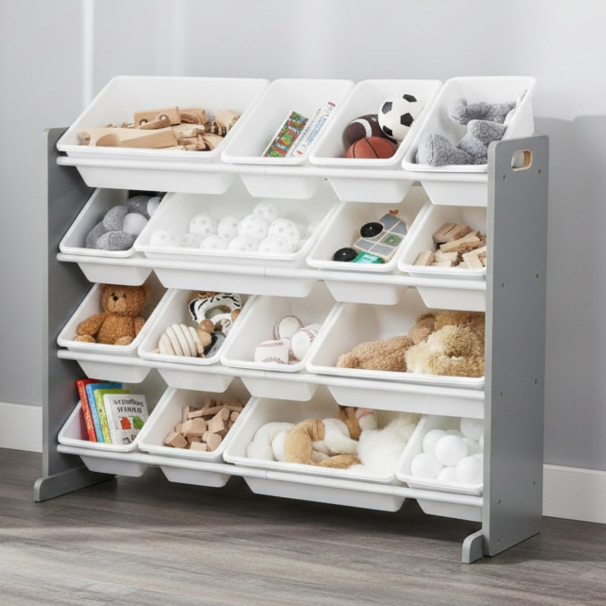 Humble Crew Kids Toy Organizer with 16 Bins, 4 Tier Storage for Playroom
