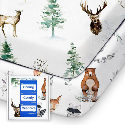 Pack N Play Sheets Fitted, TotBasic Ultra Soft Animal Mini Crib Sheets, Premium Jersey Knit Pack