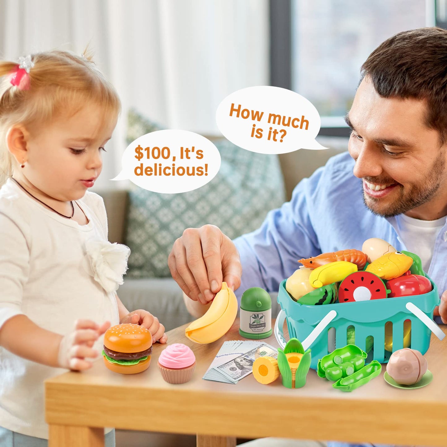 130Pcs Kitchen Playset, Toddler Pretend Cooking Play Pots, Pans, Utensils Cookware, Daily Food