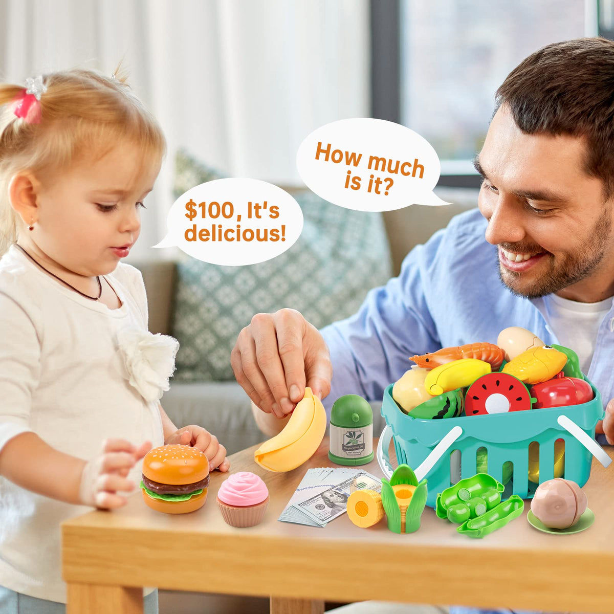 130Pcs Kitchen Playset, Toddler Pretend Cooking Play Pots, Pans, Utensils Cookware, Daily Food