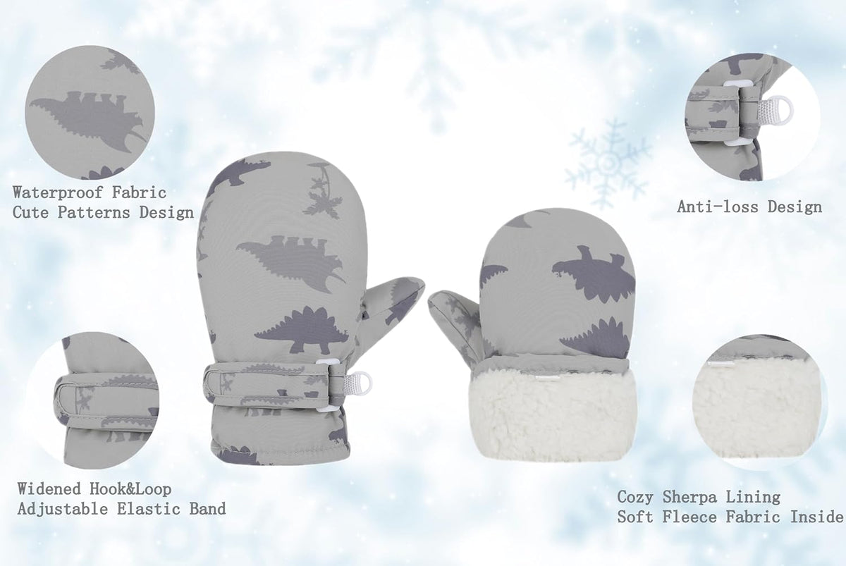 Toddler Gloves Kids Mittens Winter Warm Lined Fleece Gloves Waterproof Snow Baby Mitten for Boys