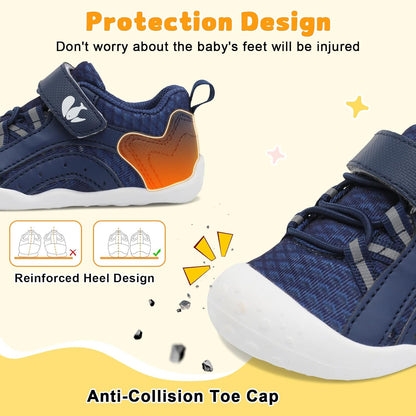 FEETCITY Wide Baby Shoes Boys Girls Baby Barefoot Shoes Breathable Infant Walking Shoe Crib Sock