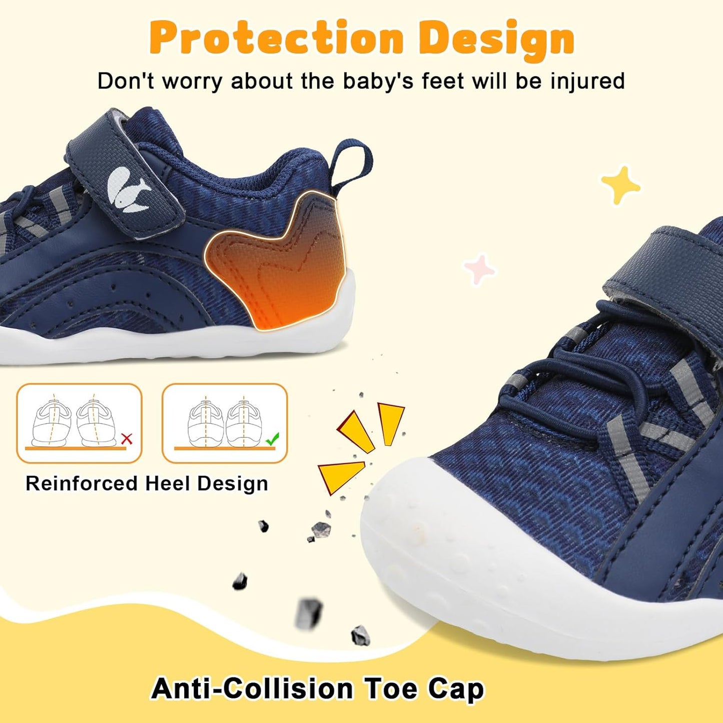 FEETCITY Wide Baby Shoes Boys Girls Baby Barefoot Shoes Breathable Infant Walking Shoe Crib Sock