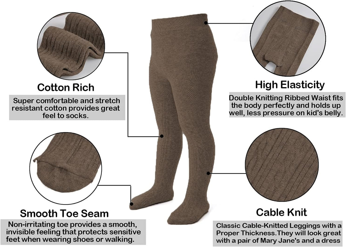 EPEIUS Baby Girl Tights Thick Cable Knit Leggings Stockings Cotton Pantyhose for Newborn Infant
