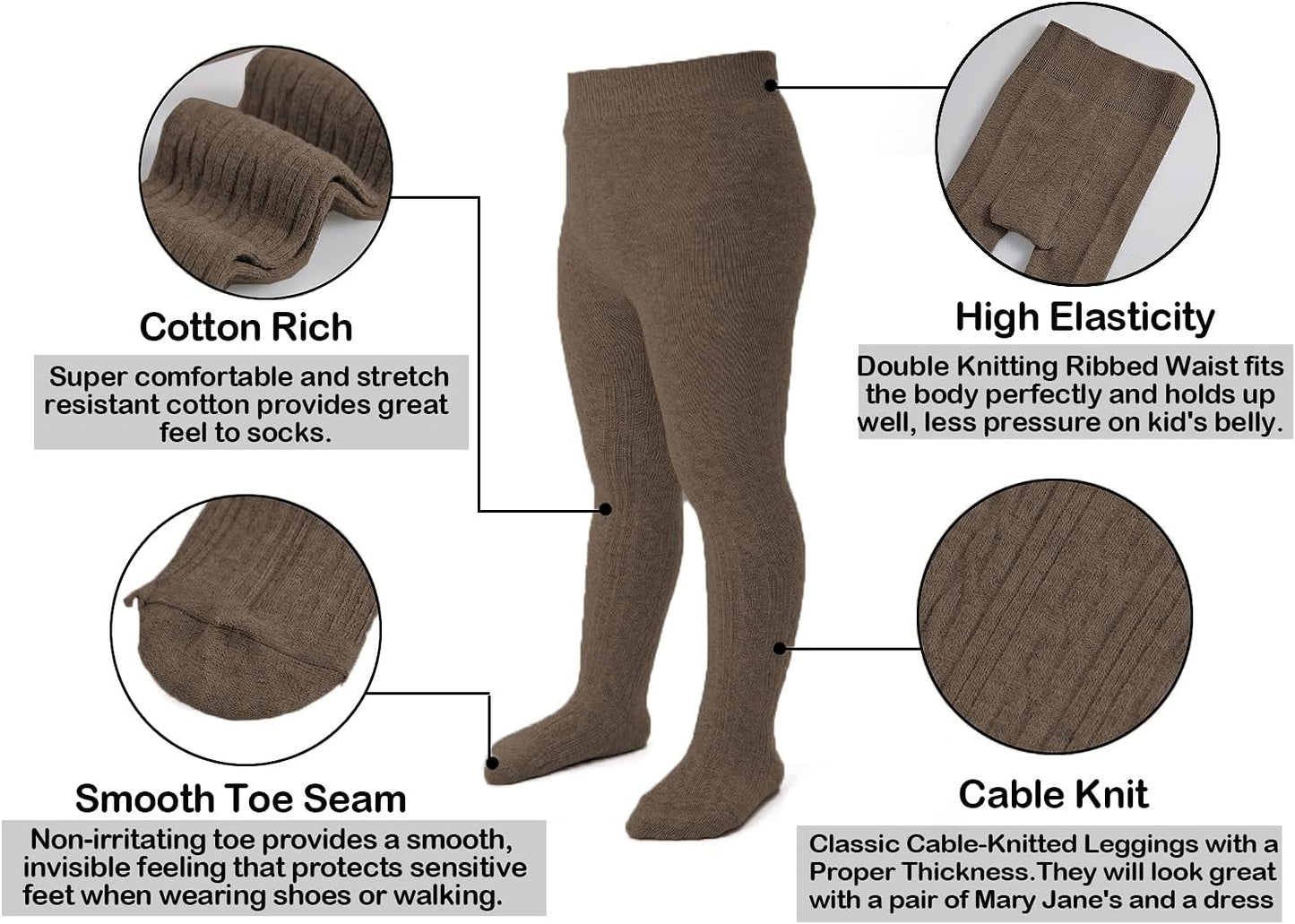 EPEIUS Baby Girl Tights Thick Cable Knit Leggings Stockings Cotton Pantyhose for Newborn Infant