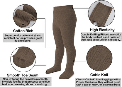 EPEIUS Baby Girl Tights Thick Cable Knit Leggings Stockings Cotton Pantyhose for Newborn Infant