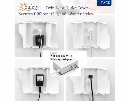 Safety Innovations Twin Door Baby Safety Outlet Cover Box for Babyproofing Outlets - More Interior