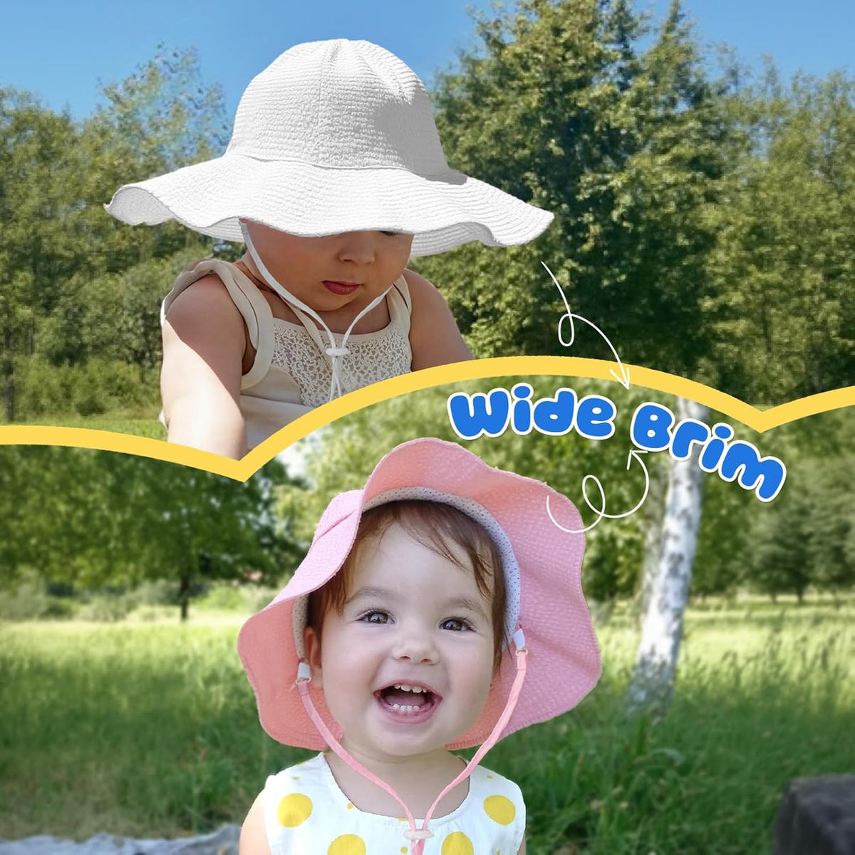 HONGTEYA Baby Sun Hat Toddler Girl Beach Hat Adjustable Outdoor Summer Hat UPF 50+ Sun Protection