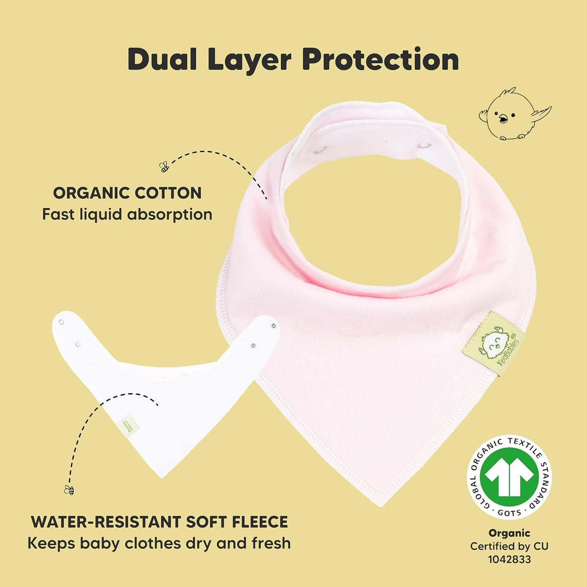 8-Pack Organic Baby Bandana Bibs for Girls - Super Absorbent Triangle Baby Bibs for Drooling and