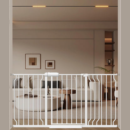 WAOWAO Baby Gate 52.76-62.2" Extra Wide Pressure Mounted Walk Through Swing Auto Close Safety White