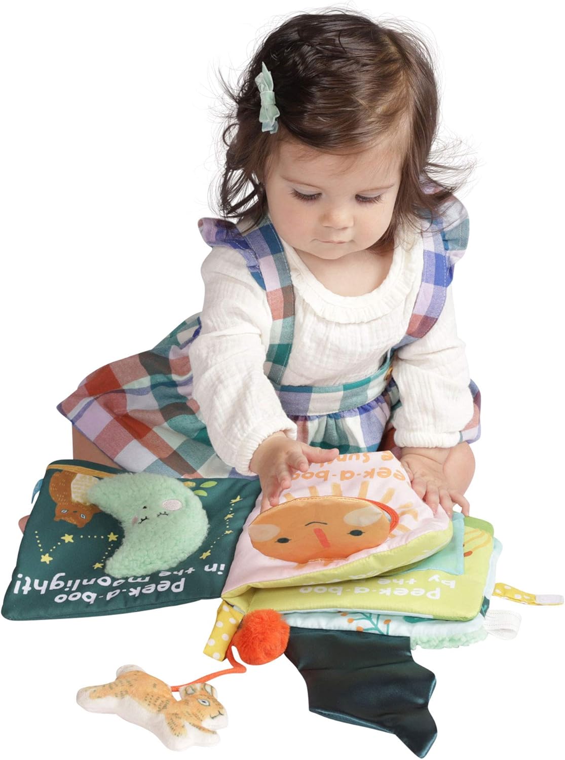 Manhattan Toy Fairytale Peek-a-Boo Soft Activity Crinkle Book for Baby & Toddler with Tethered