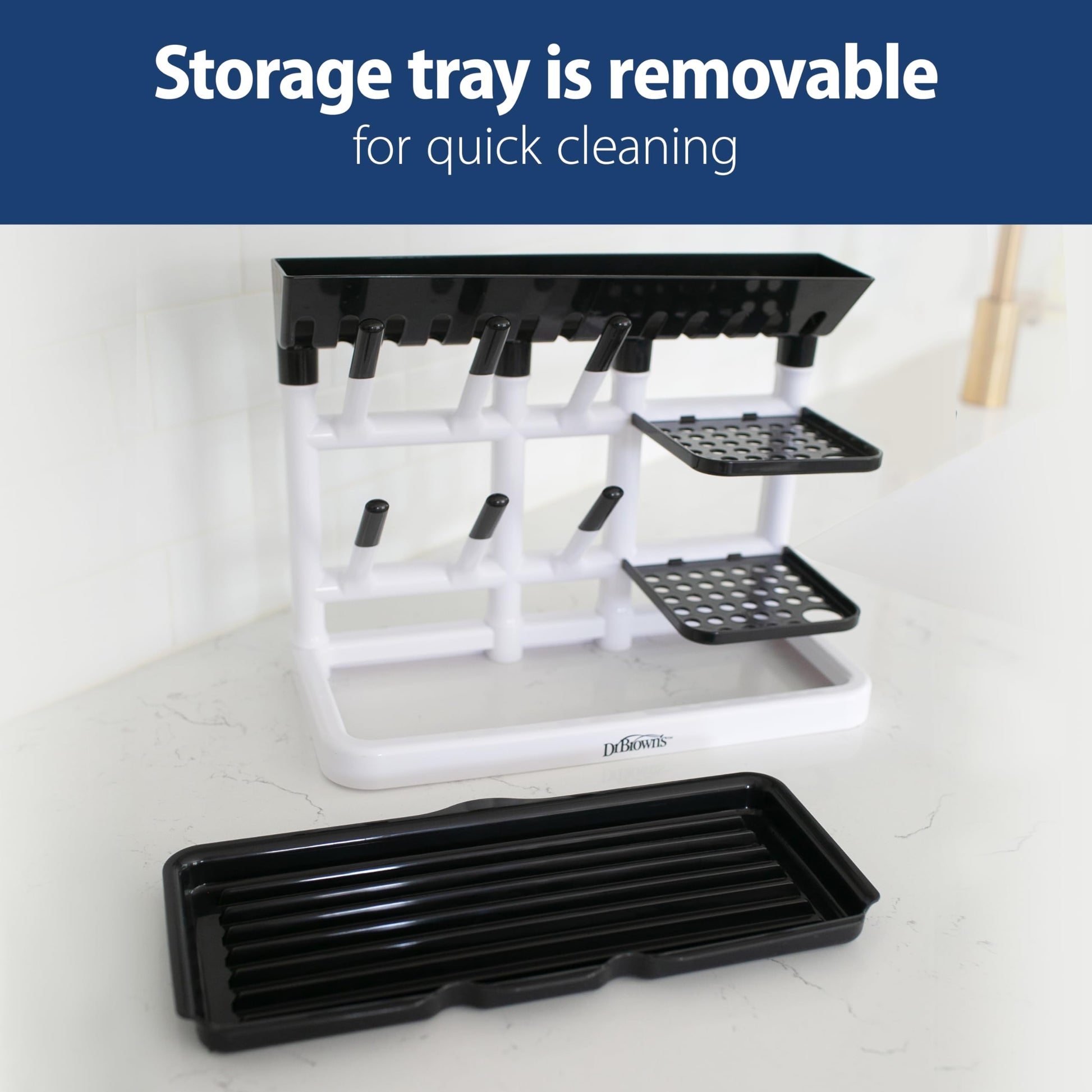 Dr. Brown's Drying Tower, Stand-Up Drying Rack, Countertop Baby Bottle Drying with Organized
