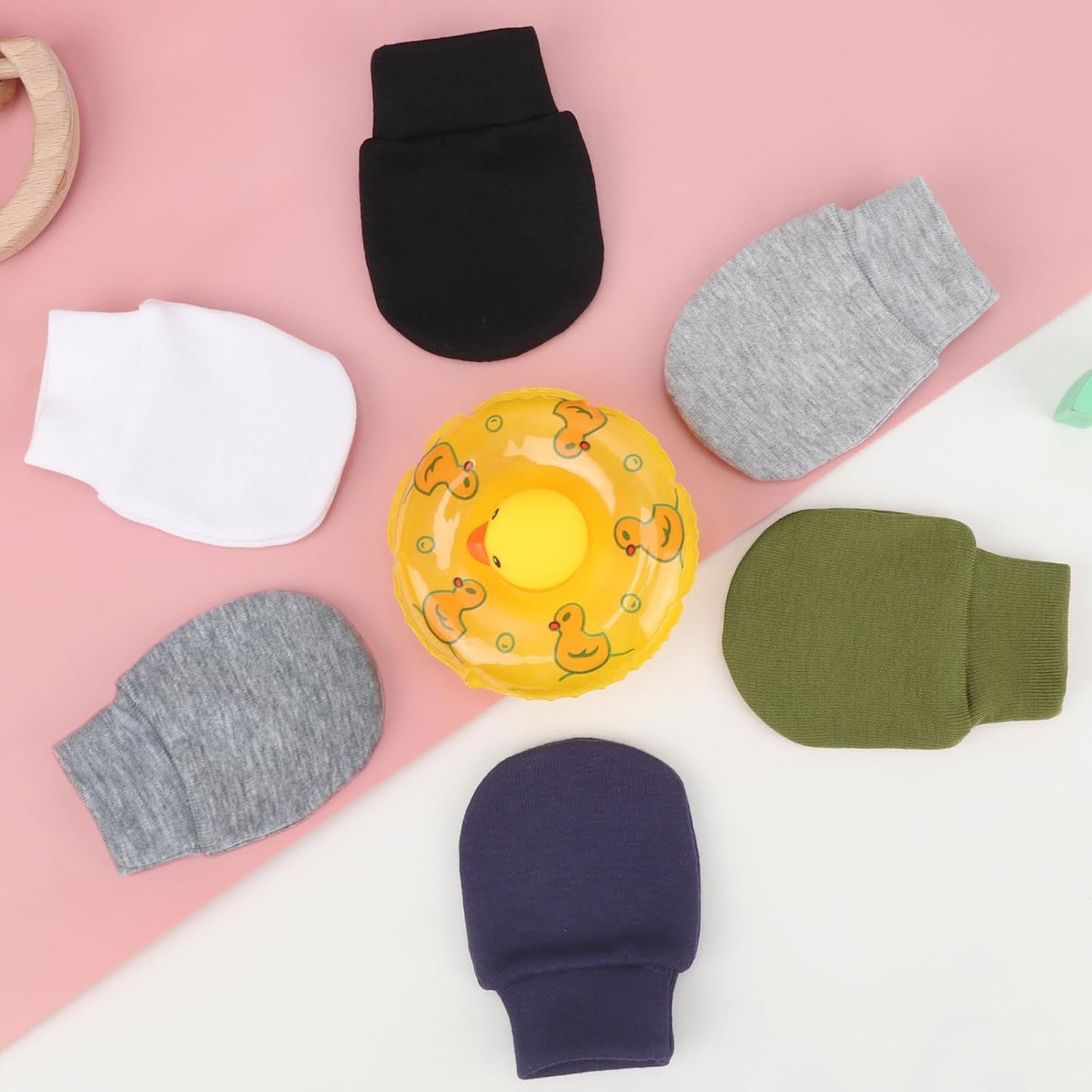 BQUBO 6 Pairs Newborn Baby Boys Girls Mittens 0-6 Months Unisex-Baby Infant Mittens Elastic No