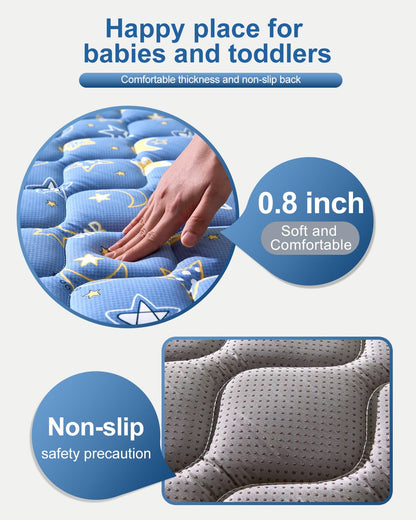 Odorless Premium Foam Baby Play Mat 50" x 50", Soft Microfiber Fabric Crawling Mat for Floor