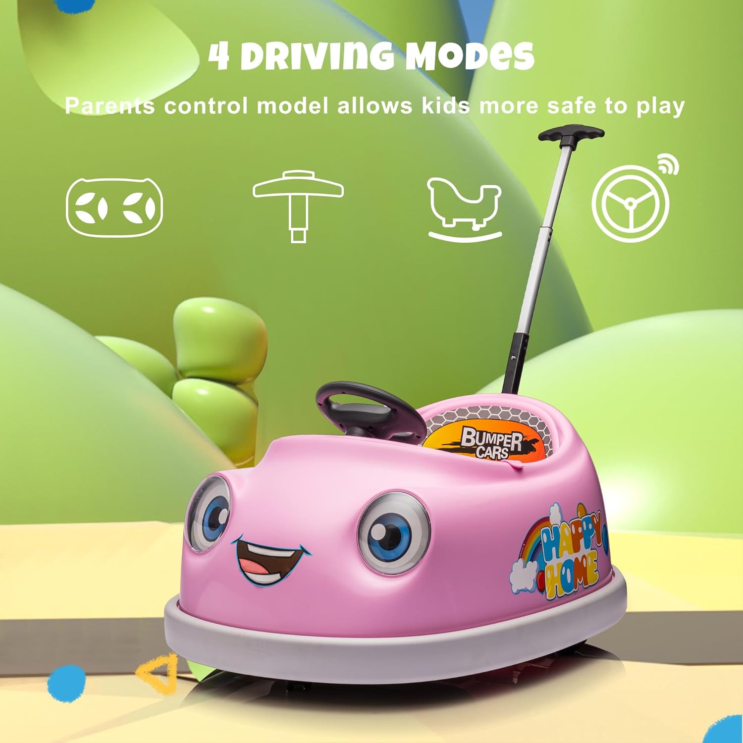 12V Dual Battery Electric Ride on Kids Bumper Car w/Remote Control,360 Degree Spin,Push Rod Rocker