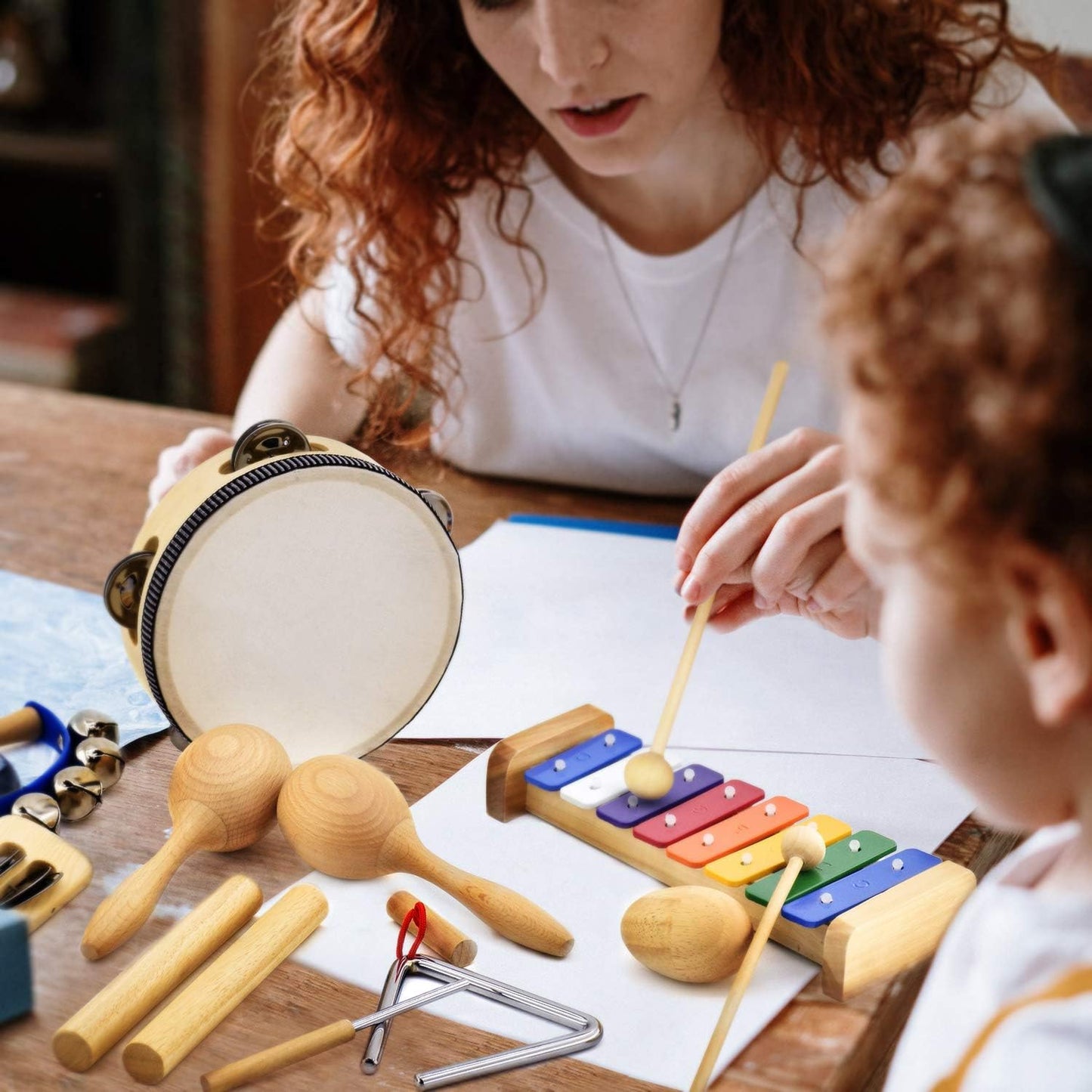 MUSICUBE Musical Instrument Set for Toddler Baby Kid Wooden Percussion Instrument Musical Toys