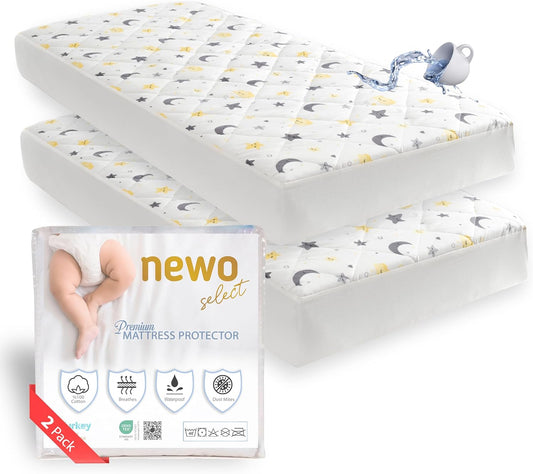 Waterproof Crib Mattress Protector Sheets,%100 Cotton Fabric, Absorbent Crib/Toddler Mattress
