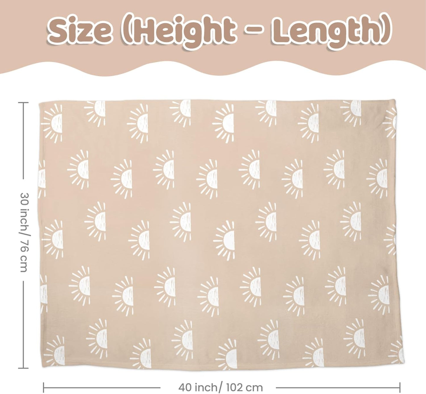 Sun Minky Baby Blanket 30 x 40 Inches for Boys Girls, Soft Plush Receiving Blanket with Dotted